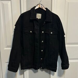 Altar'd State Black Distressed Denim Jacket